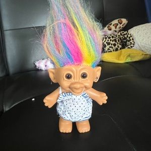 Rainbow hair old troll doll